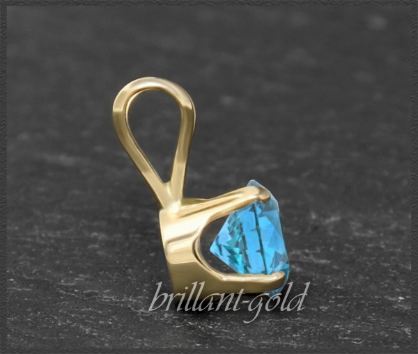Anhänger 585 Gold Topas blau, 4,5,6,7mm